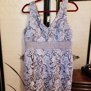 [Adrianna Papell] Evening Dress Silver Lace Sheath